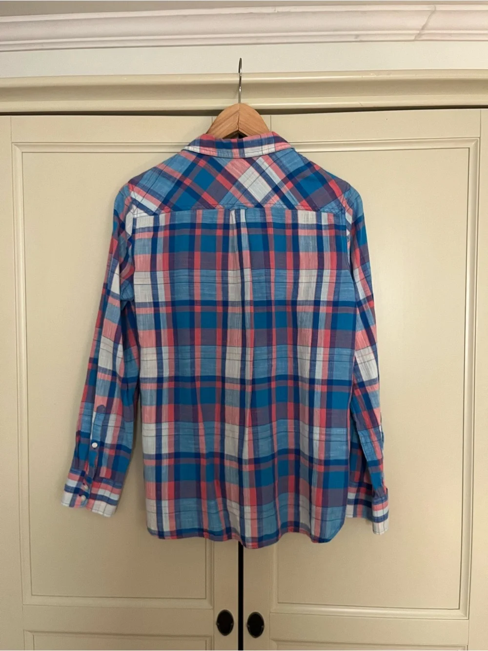 J. Crew Blue and Pink Plaid Button-Down Shirt